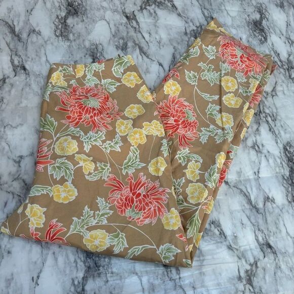 Worthington Vintage Silk Cotton Blend Floral Print 90s retro Pants size 4 - Picture 1 of 6